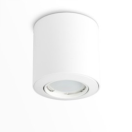 MiniSun GU10 Gloss White Tiltable Surface Mounted Ceiling Spotlight Downlight - Complete with 1 x 5W GU10 Warm White LED Bulb