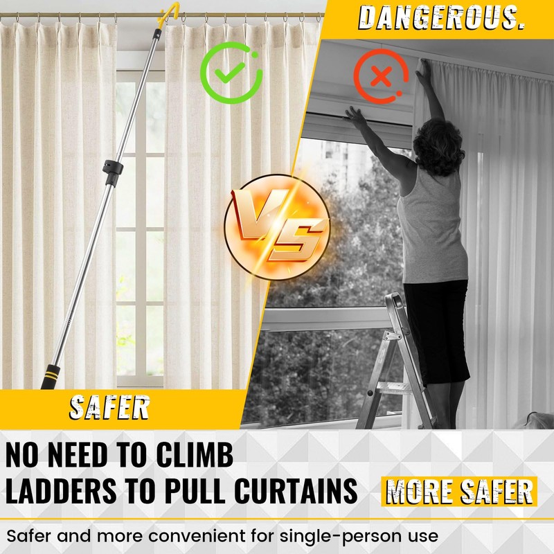 Frebuta Drapery Pull Rod,36“ to 63” Curtain Pull Telescoping Pole