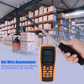 Sorand Hot Wire Anemometer, Portable Digital Wind Speed Temperature Gauge, 3-in-1 Measurement: Air Velocity, Temperature, Volume