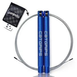 Professional Crossfit Aluminum Jump Rope, Fast Jump Rope for Double Unders, Lightweight Competition Rope with Professional Bearings, CatGrips (Blue)