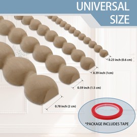 Taaizau 118" x 0.24" Unfinished Wood-Tone Decorative Bead Molding Trim, Flexible Paintable DIY Peel & Stick Wall Moulding for Home Decoration, Bathroom Mirror Frame, Cabinet, Backsplash Tile