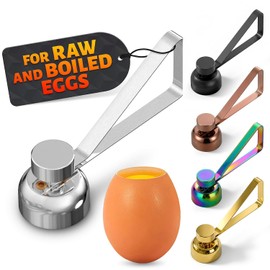 Cascador de Huevos Crudos — Abridor de Cáscara para Huevos Tibios, Cortador de Acero Inoxidable Ergonómico con Esfuerzo Ajustable — Diseño de Corte Limpio para Desayuno, Flanes y Repostería (Plata)