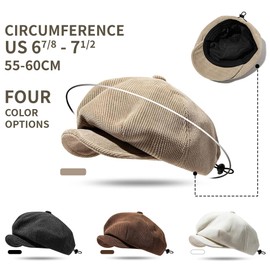 Clakllie Vintage Style Beret Newsboy Hat Soft Gatsby Ivy Cap Cabbie Hats Octagonal Paperboy Irish Cap for Outdoor Street,Khaki-BL45