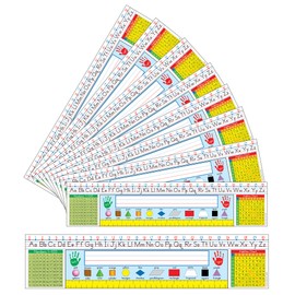 Carson Dellosa Education 36PC Traditional Manuscript Name Plate for Desk, Nametags With Alphabet, Number Line, Addition & 100 Chart, Ruler, and More Classroom Essentials, School Labels for Desk Decor