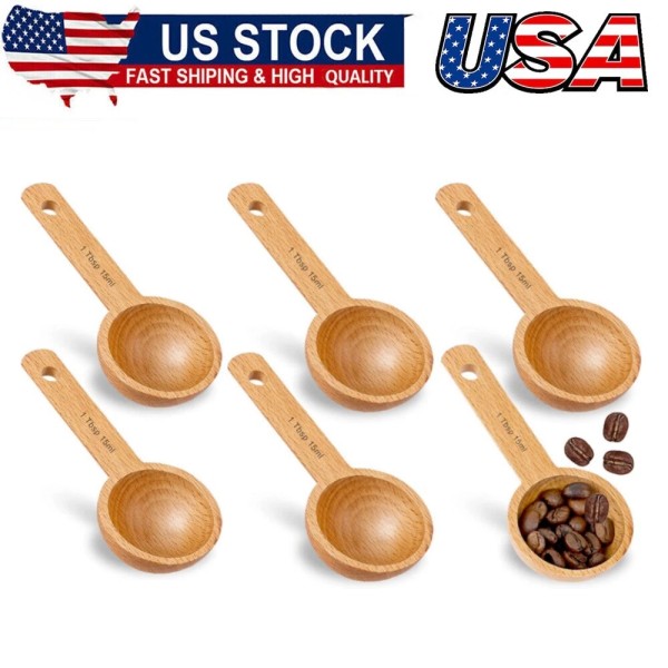 Unbranded 15ml Wooden Scoop Set of 4 - Beech Wood