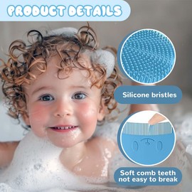 LAJUP 4 Stück Baby kamm und Badebürste, Milchschorf Kamm Baby, Kopfhaut Massagebürste Baby mit Weichen Silikonborsten, Silikon Baby-Badebürste für Neugeborene, Baby