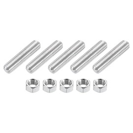 sourcing map 3/8"-16 Fully All Threaded Rod, 5 Pcs 304 Stainless Steel Long Threaded Screw 1.8" Length Right Hand Threads for Furniture Mounting Assembly Fastening