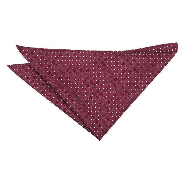 DQT Mens Geometric Pin Dot Handkerchief Pocket Square (Burgundy &