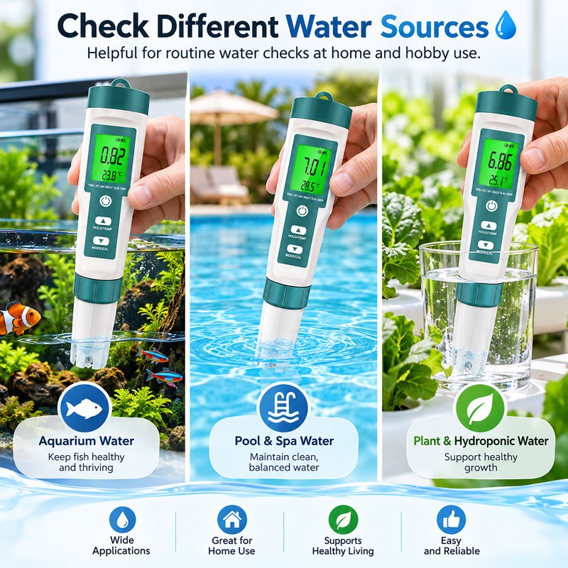 10-in-1 Water Quality Tester for Aquariums & Pools – Digital