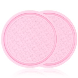 CHEERYMAGIC Car Coasters, 2PCS Car Cup Holder Coaster Anti Slip Universal Vehicle Cup Holder Insert Coaster Sparkly Crystal Cup Mats Car Accessories for Women A6-BD (Pink)