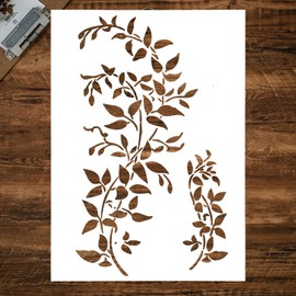 Reusable Tree Vine Leaf Stencil for Painting – A4 Ivy Stencils for Crafts on Wood, Wall, Furniture, Canvas – Large 8.3"×11.6" Drawing Template for DIY Art Decor