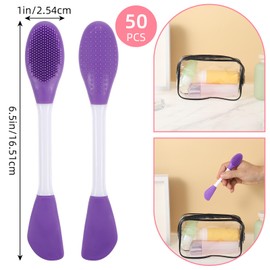 50 Pcs Silicone Face Mask Applicator, 2 in 1 Double-Sided Facial Scrubber Brush Tool, Double-Head Manual Cleansing Brush for Deep Gentle Exfoliating