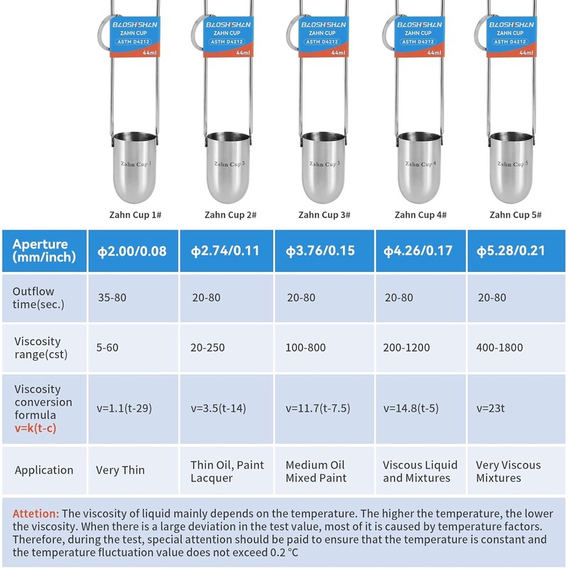 BAOSHISHAN NO.3 Zahn Cup Viscosity Cup #3 Dip Type 44ml