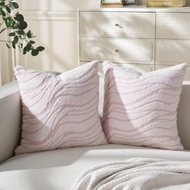 BonBotimen Set of 2 40 x 40 cm Plush Velvet Cushion Covers Sofa Cushion Decorative Cushion Wave Polyester Cushion Covers Couch Cushion Soft Cushion Cover Decorative Cushion Cover Hidden Zip Living