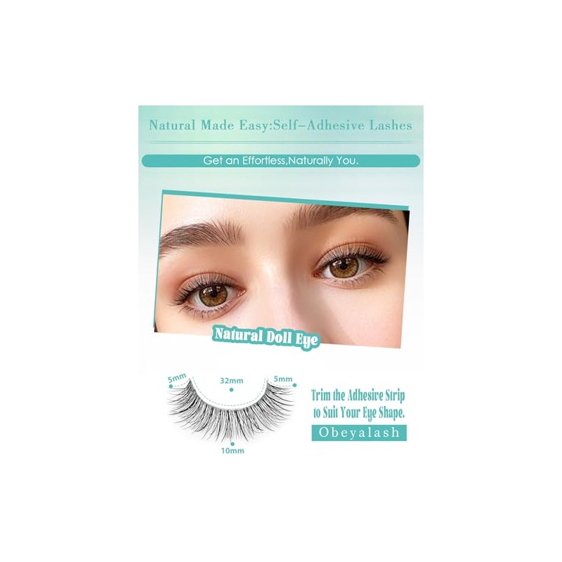 Pestañas autoadhesivas de aspecto natural, pestañas postizas impermeables para principiantes,
