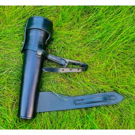 Saddle Flask Leather Cased Saddle Hip Flask Black Leather Cased Hunt Mounted Stainless Steel Baton Fox Hunting Horse Riding (Black)