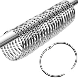 Shower Curtain Hook Rings, 24-Pack Rust-Resistant Metal Shower Curtain Rings with Smooth Glide and Snap Closure for Bathroom Curtain Rod (Silver)