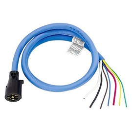 Bargman 54006-057 7-Way Molded Trailer End w/6' Cable, Heavy Duty Cold Weather Insulated Blue Silicon - RV Clocking