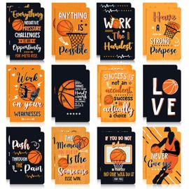 24 Pieces Mini Basketball Inspirational Notepad Basketball Party Favor Small Memo Spiral Journal Notebook Pocket for Kid Teenager Classroom Basketball Birthday Party Supplies Sports Gift Bulk Prizes