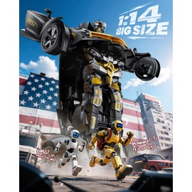 V992 Transform Remote Control Car, Transform Robot RC Cars, 1:14 Scale, 2-in-1 Robot Toy Car with Sound & Light, Gesture Sensing, Automatic Deformation, Great Gift Toys for Boys and Girls 4-6 (Golden)