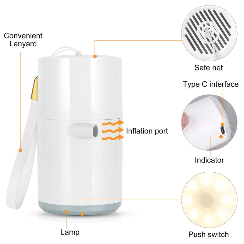 Mini Air Pump with Light 1300mAh Rechargeable Air Pump Wireless