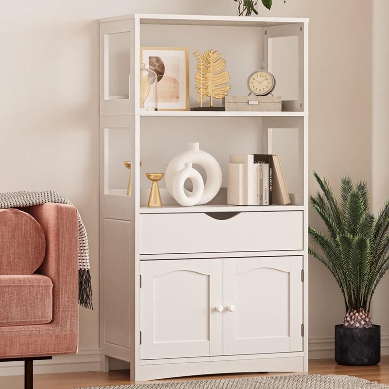 DICTAC Kitchen Pantry Storage Cabinets with Shelves,Drawer and Doors,Microwave Cart
