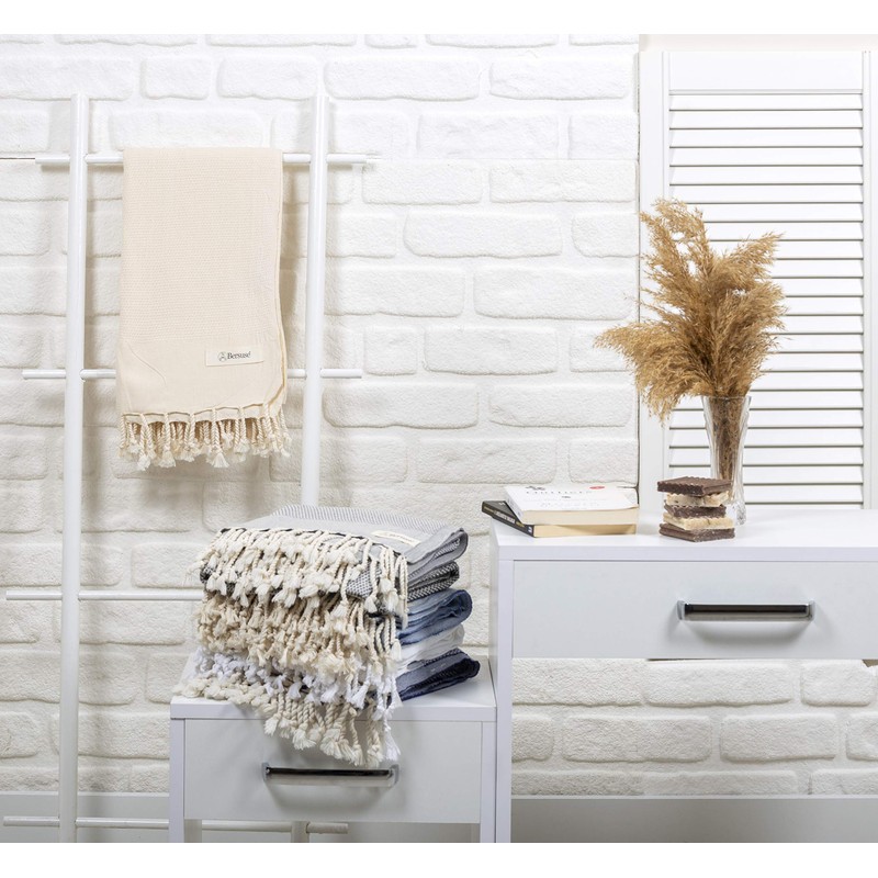 Bersuse Ventura Peshtemal Hamam Towel 100% Cotton Ecru