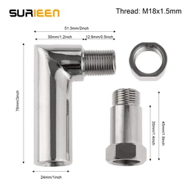 90 Degree O2 Oxygen Sensor Exhaust Extension M18*1.5, Oxygen Sensor Spacer, Oxygen Check Engine Light CEL Fix Spacer, with 2 Straight Oxygen Sensor Spacer Adapter, 6 Pieces Kit