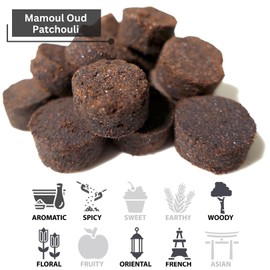 Mamoul Oud Patchouli 80g (Pressed Resin Disks) | Use with Charcoal Tablets for Incense or Electric Bukhoor Burner (Perfumes Árabes) | Meditation Decor & Stress Relief Arabian Home Fragrance