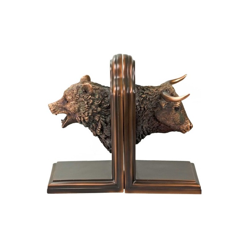 Treasure of Nature Bronze Plated Resin Sculptures Bear & Bull