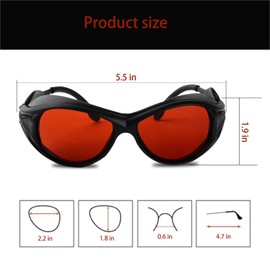 LADYPONYCSC Laser Safety Goggles, OD6+ Protection, 190-540nm Wavelength Range, UV, Blue and Green Laser Protection, Black