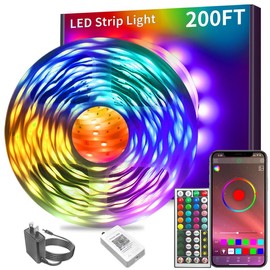 200FT Led Strip Lights RGB Music Sync for Bedroom ,Bluetooth Led Lights with Smart App and  Remote Control Indoor Lighting, more choice 100ft 50ft for room party decor:_50FT