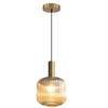BOKT Modern Large Amber Glass Globe Pendant Light Fixture Brushed