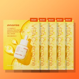 innisfree [톤업 잡티] 이니스프리 비타민C 그린티 엔자임 브라이트닝 세럼 겔 마스크 25mL 5매, 1개