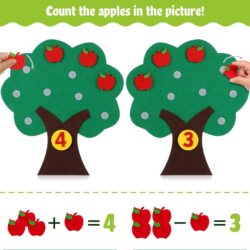 MAGICLULU Felt Apple and Number Tree, Kids Math Numbers Counting