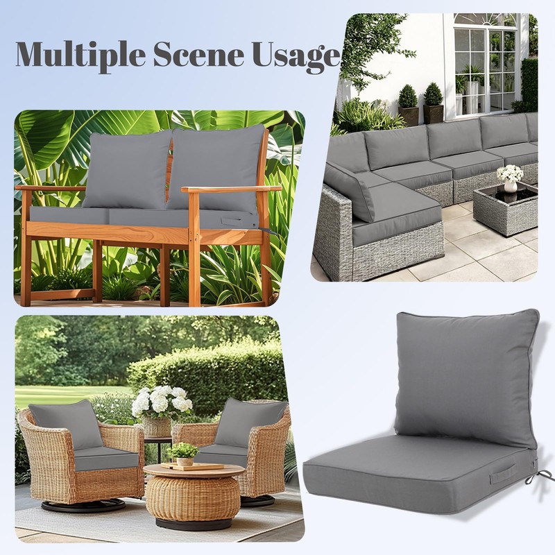 Outdoor Deep Seat Cushions Set, 24x24x4.3 inch, Fade Resistant, Waterproof