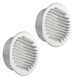 PATIKIL 5 Inch Aluminum Universal Louvered Vent Cover 2 Pcs Round Louver Grille Ducting Air Vent Cover Wire Screen Mesh Soffit Wall Outlet for Ceiling Floor HVAC Ventilation