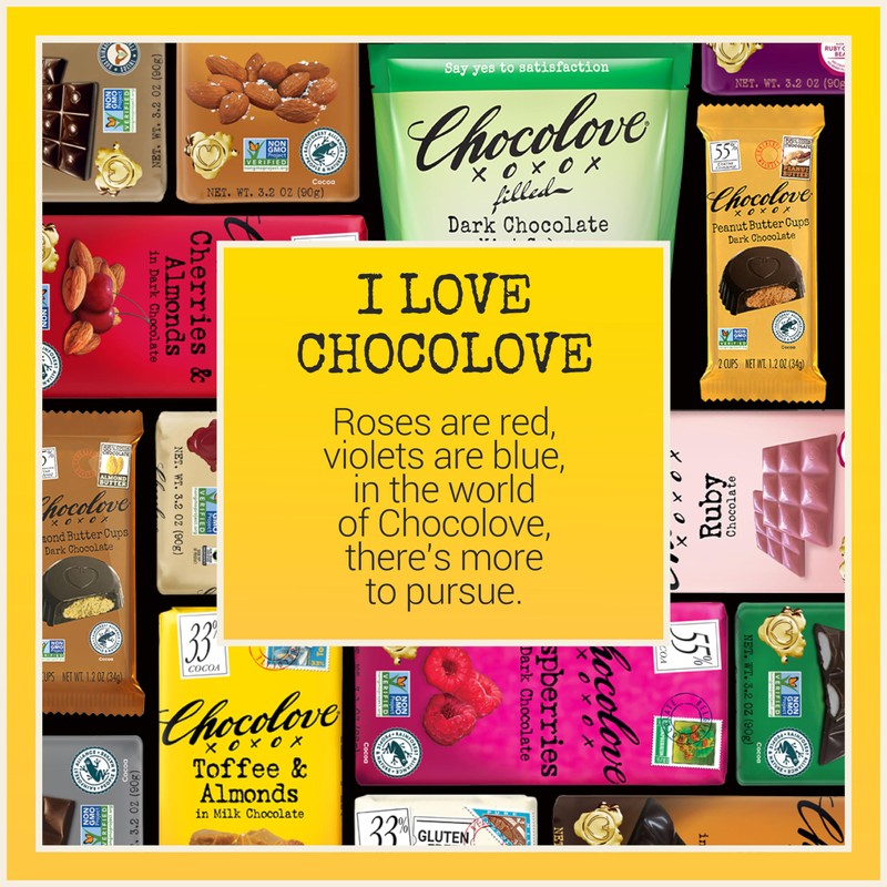 Chocolove Toffee & Almond Milk Chocolate Bars | 33% Cocoa