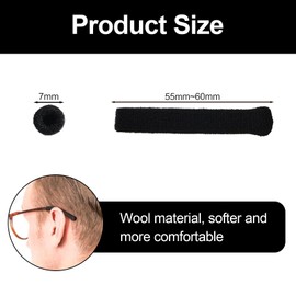 KUAOOAUK 16 Pcs Knitting Glasses Ear Grips, Soft Anti-Slip Eyeglass Ear Cushions, Elastic Temple Sleeves Tips Ear Pads Sunglasses Accessories Eyewear Retainer (Black/Grey)