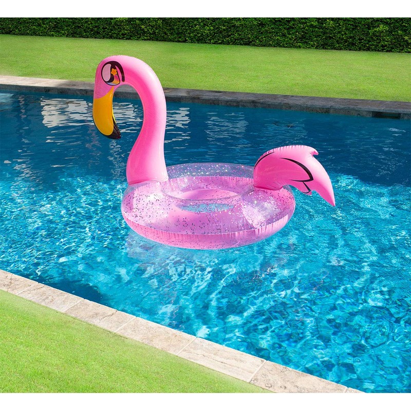 PoolCandy Inflatable Animal Pool Tubes & Swim Rings (Flamingo Glitter