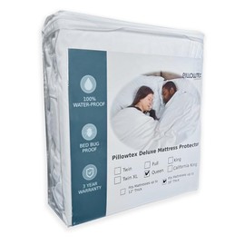 Full Size Deluxe Bedding Zippered Mattress Protector - Waterproof Machine Washable Mattress Encasement
