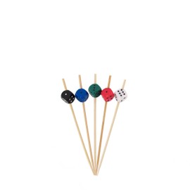 BambooMN 3.9" Decorative Dice Party End Bamboo Cocktail Fruit Sandwich Picks Skewers for Catered Events, Holiday's, Restaurants or Buffets Party Supplies, Assortment, 300 Pieces