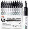 Shuttle Art Black Paint Pens, 20 Pack Fine Tip Acrylic