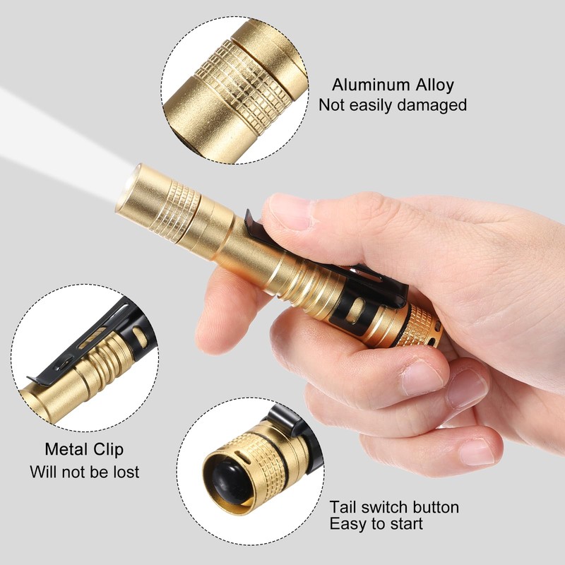 PATIKIL Mini Flashlight with Clip, Super Light Small LED Pen