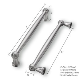 khtumeware 2 Pack 5 Inch(128mm) Brushed Satin Nickel Cabinet Pulls Kitchen Cabinet Handles Cabinet Hardware for Cupboard Drawer Handles Dresser Pulls