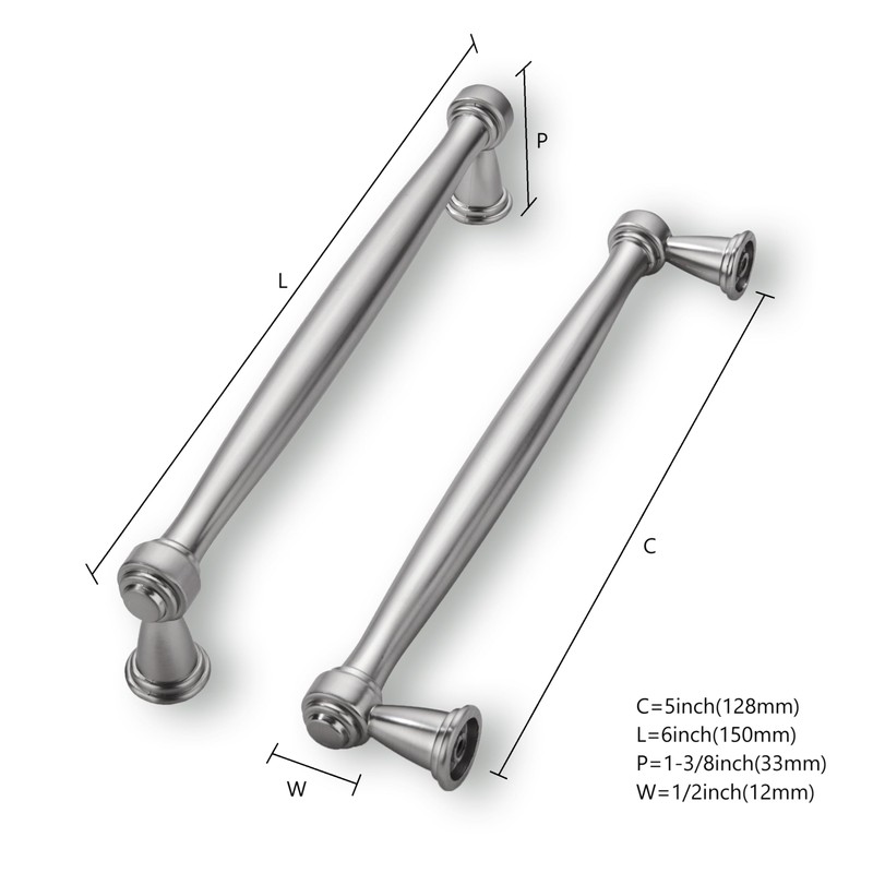 khtumeware 2 Pack 5 Inch(128mm) Brushed Satin Nickel Cabinet Pulls