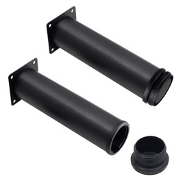 Kyuionty Set of 4 Stainless Steel Furniture Legs 8 Inch, Adjustable Round Cabinet Legs 2" Dia Kitchen Feet, Metal Replacement Legs for Cabinet Sofa Couch Shelves Table (Black)