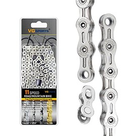 VG SPORTS 6/7/8/9/10/11 Speed Bike Chains,Half Hollow/Full Hollow Lightweight Bicycle Chains for Road Bike/MTB/BMX,Silver/Gold/Titanium/Rainbow 116 Links with Missing Link