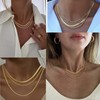 TseanYi Gold Layered Herringbone Chain Necklace Layered Twist Chain Necklace