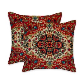 eshabear Pillow Covers Set of 2 Pictures of Bohemian Oriental cerca Throw Pillow Covers Cases Flax Cotton Square Cushion Covers for Home Couch Bed Sofa Chair Decor PillowCovers(Red Datura)